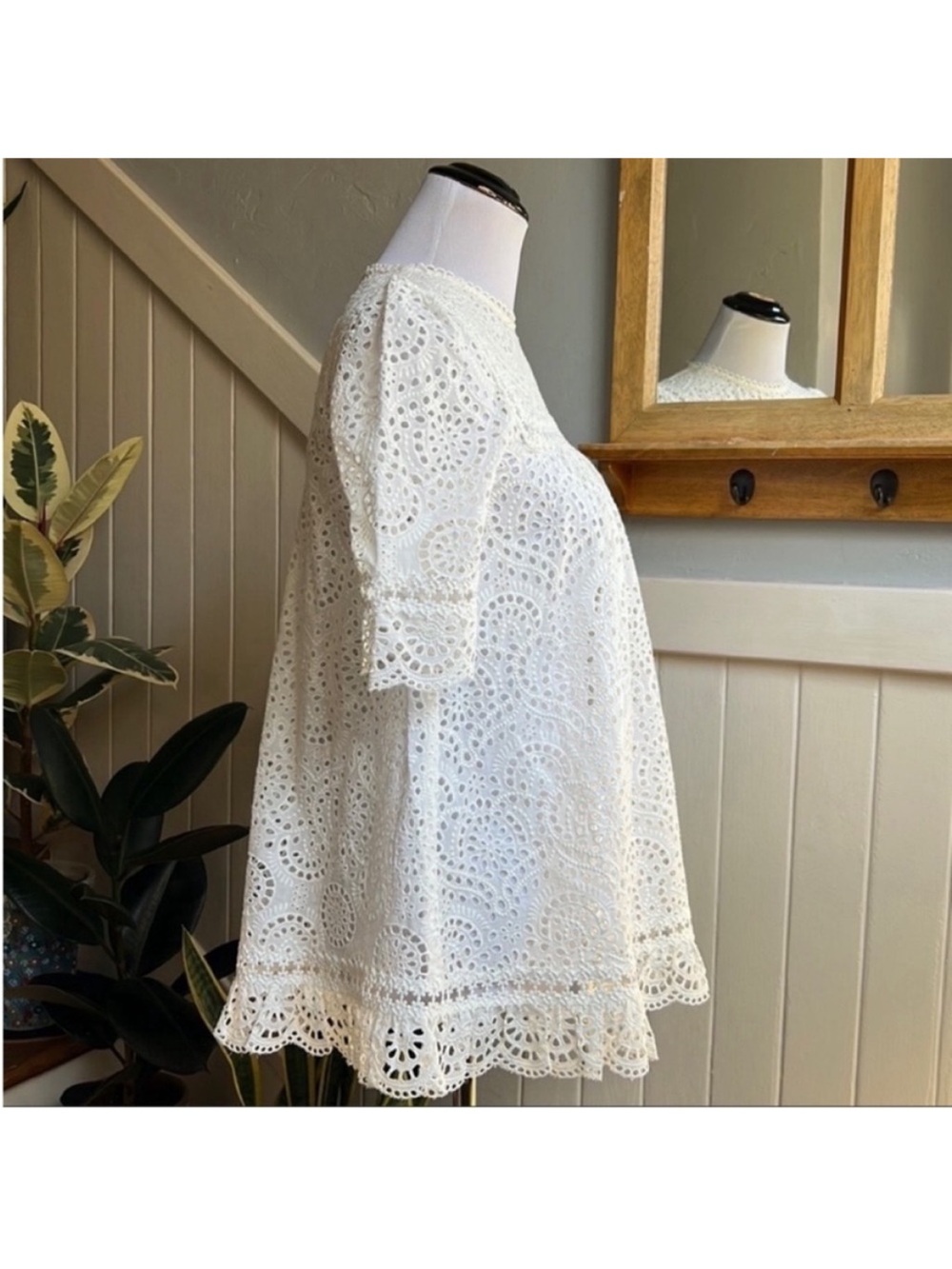 Zimmerman Lace Eyelet Short Sleeve Top in Pearl White Like New EUC - Picture 6 of 14